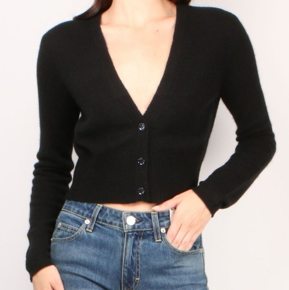 Anthropologie Maeve Extra Large Solid Black Cardigan Sweater Button Up Knit